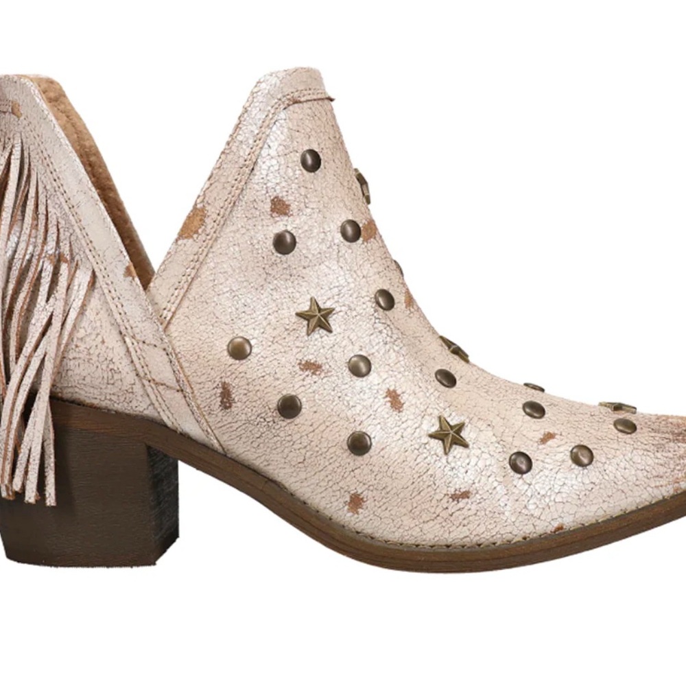 Circle G Silver Studded Fringe Ankle Boots - Picture 7 of 10